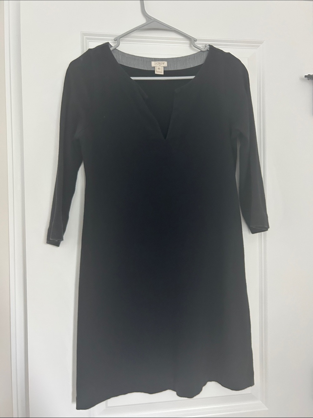 J. Crew Black V-Neck Long Sleeve Shift Dress